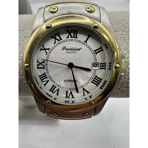 Precision by GRUEN GP5042 Two Tone Quartz Men's Watch 37MM 7.5" New Battery Q